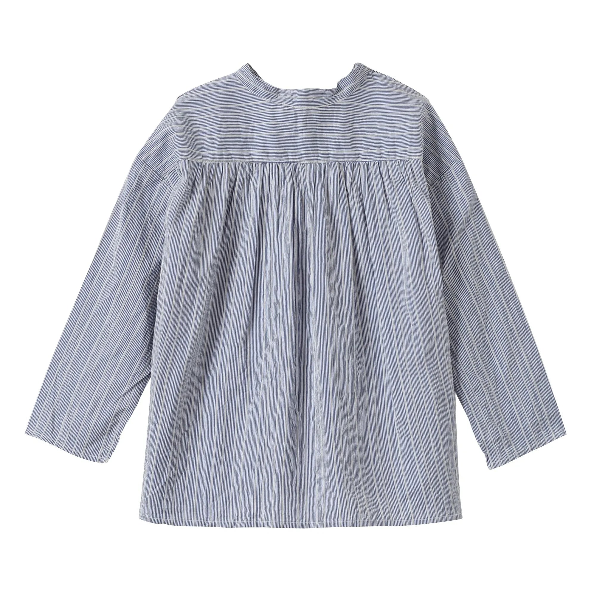Caramel - Adonis Striped Silk Shirt | Azure blue