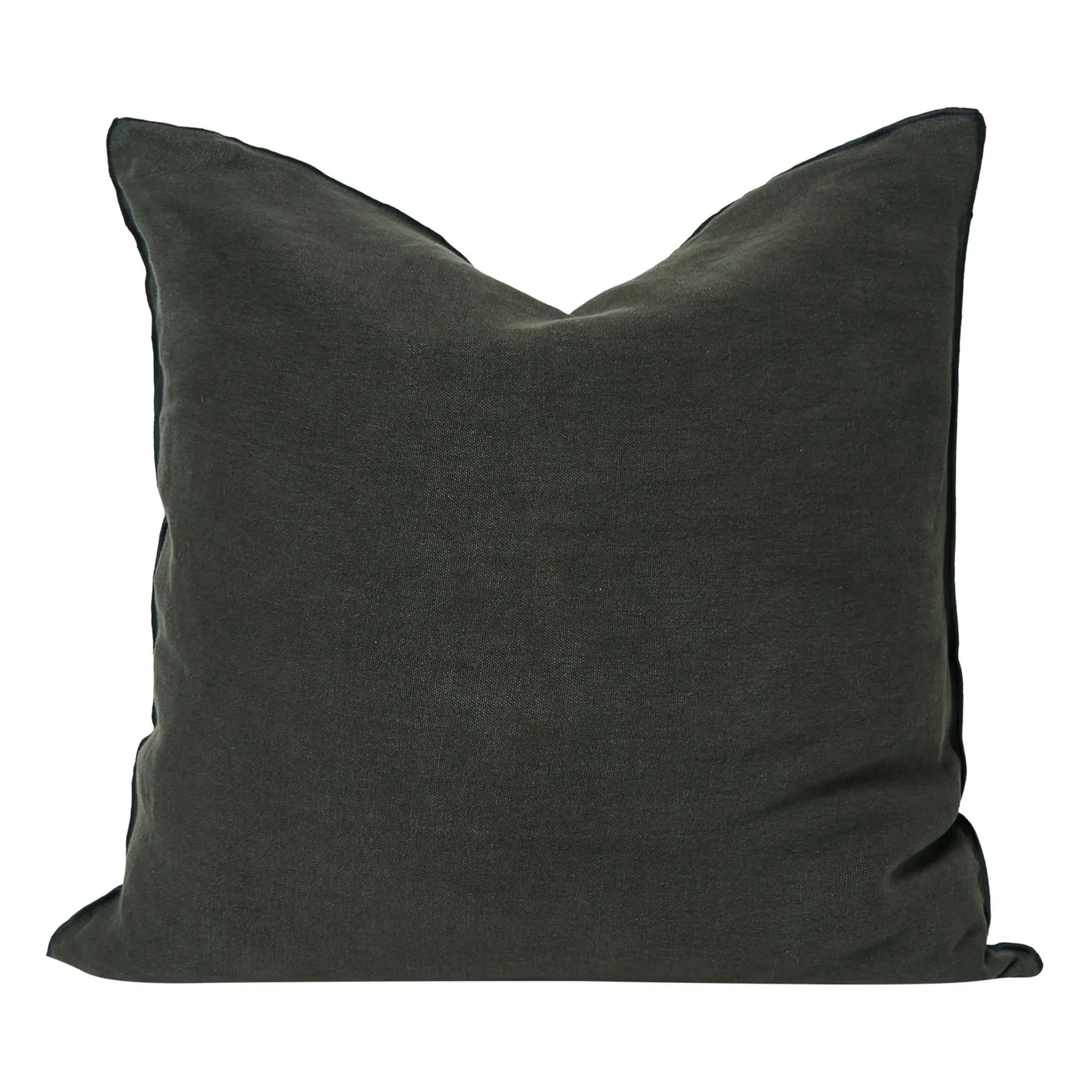 Maison de Vacances - Vice Versa Black Striped Stone Washed Linen Pillow | Asphalt