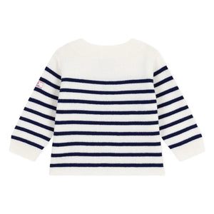 Petit Bateau - Marinière Logo Wool Sweater | White