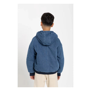 Hundred Pieces - Denim Matte Hooded Jacket | Denim Blue