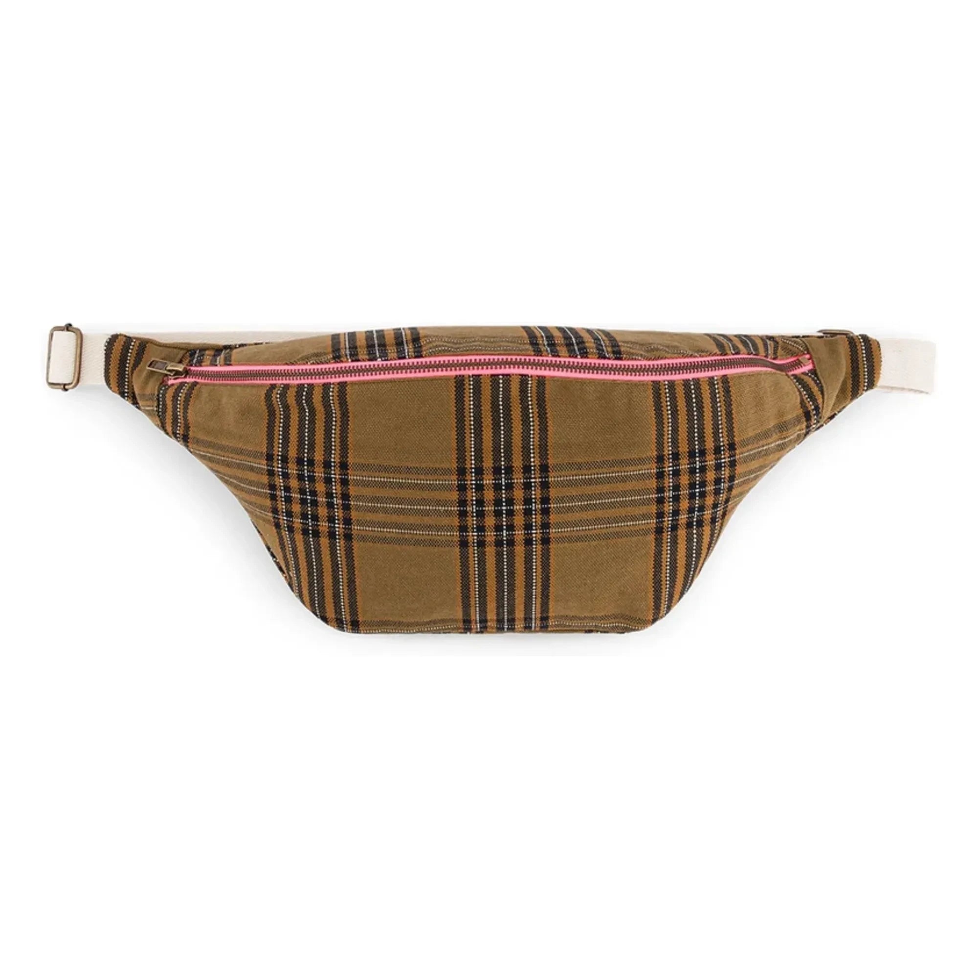 Rose in April - Brown tartan fanny pack