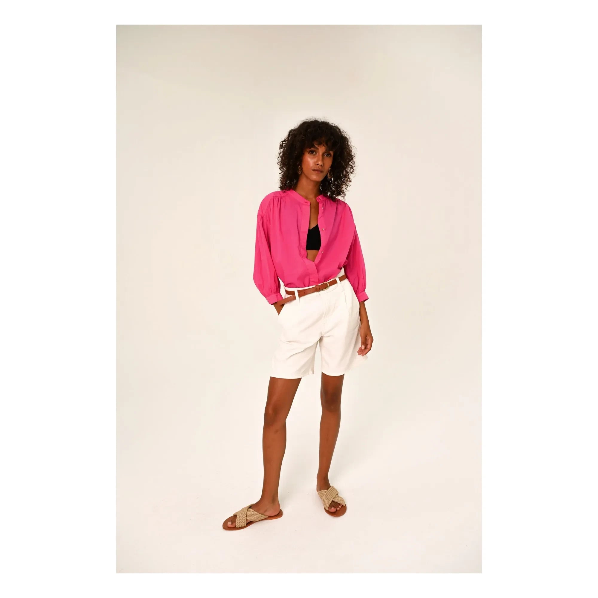 Sacrécoeur - Carla Hibis Poplin Blouse | Raspberry