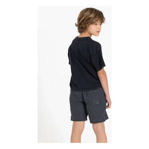 Finger in the Nose - Freeboy Striped Swim Shorts | Black
