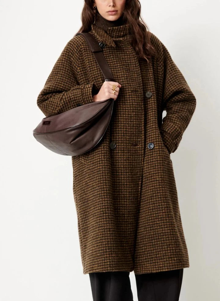 Sessùn - Bleechecks Wool Coat | Taupe brown