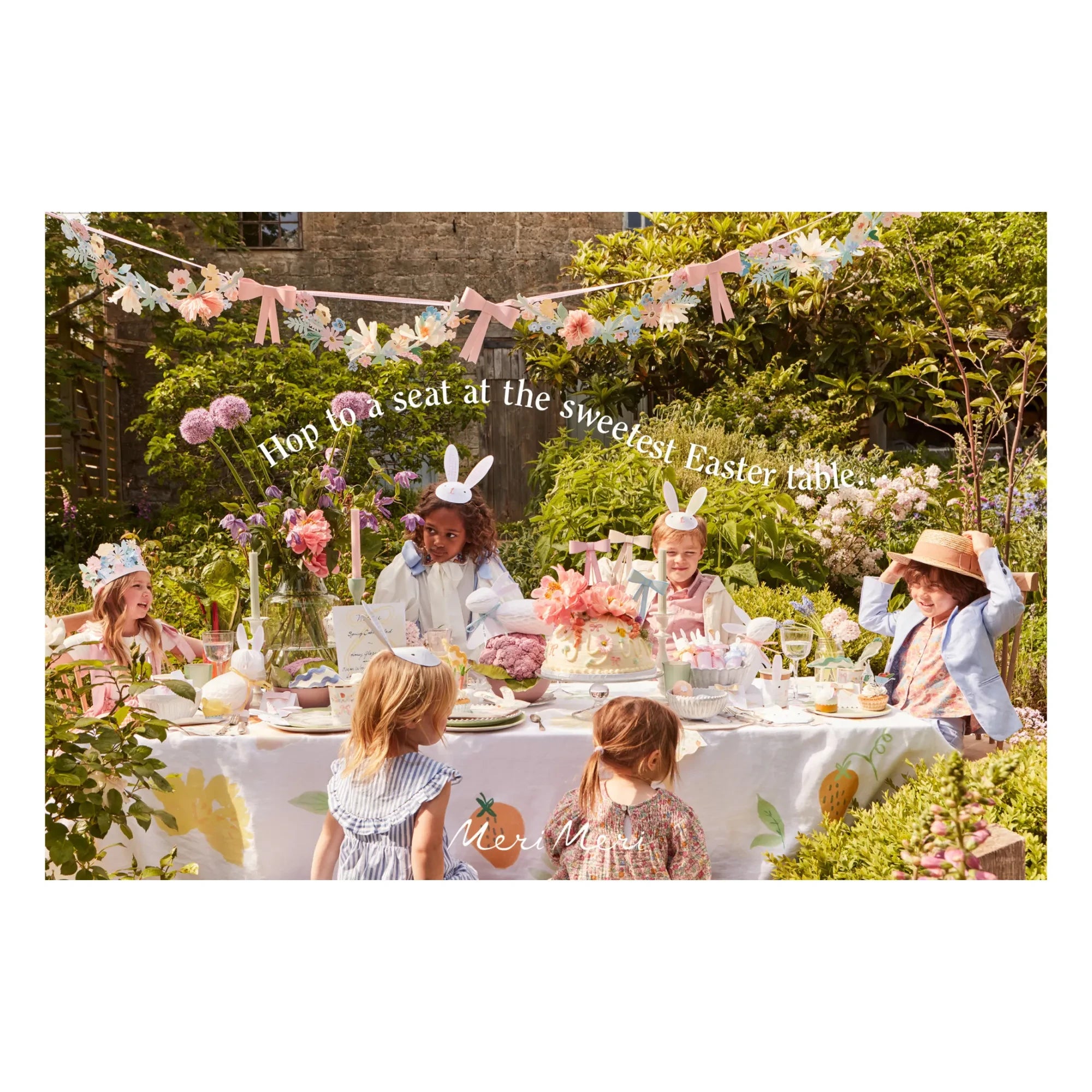 Meri Meri - İlkbahar çiçekli tavşan tabaklar - 8'li Set | Pastel