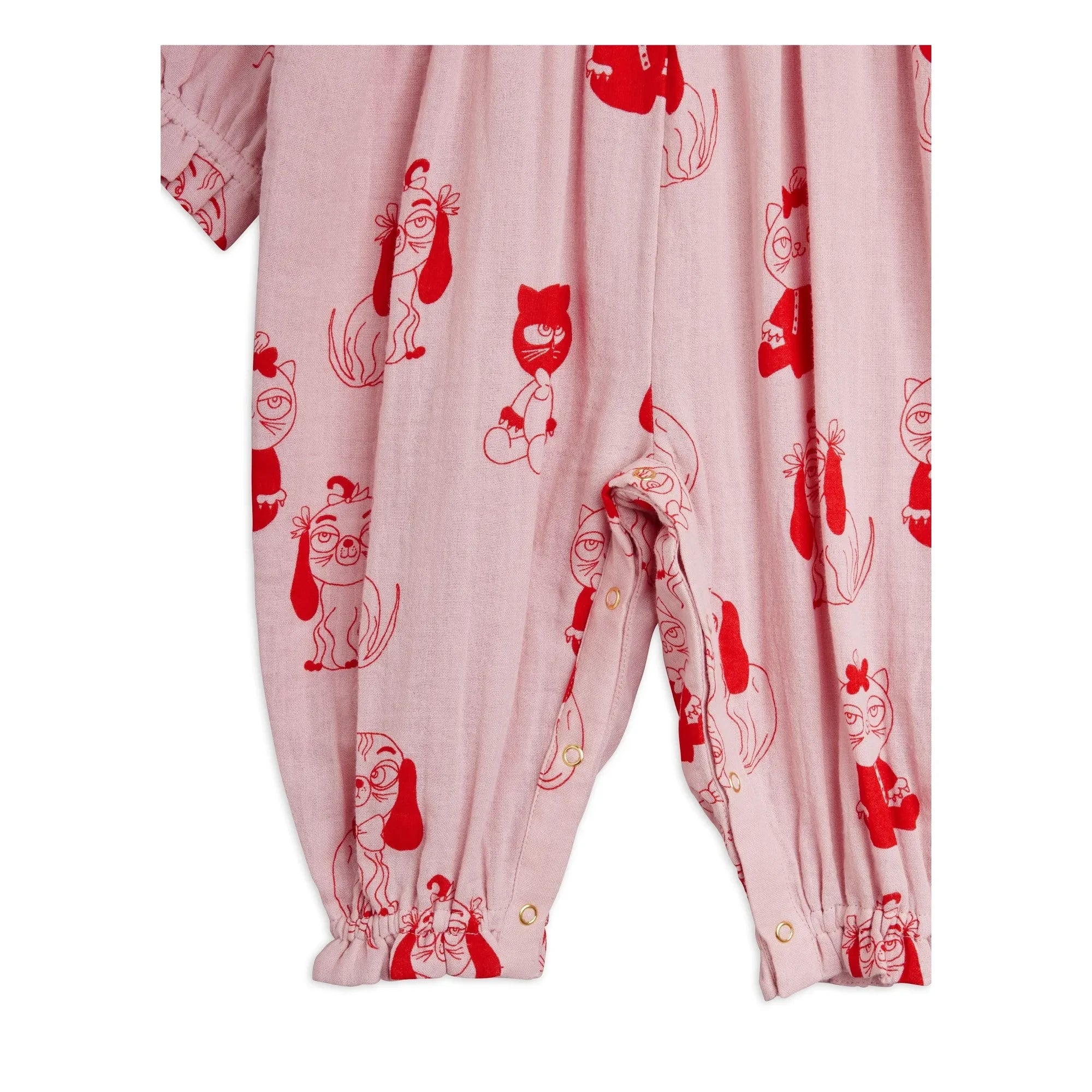 Mini Rodini - Organic Cotton Animal Romper | Pink