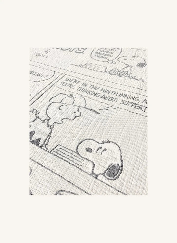 Maison Deux - Maison Deux x Peanuts | White Baseball Printed Cotton Throw