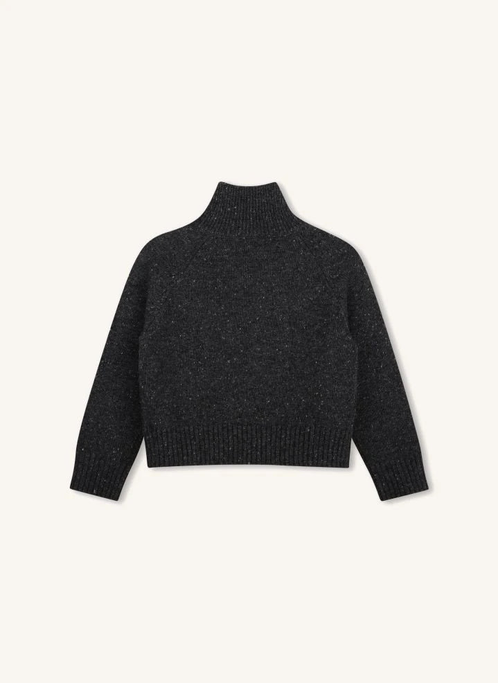 Zadig & Voltaire - Buttoned Wool Batwing Sweater | Charcoal Grey