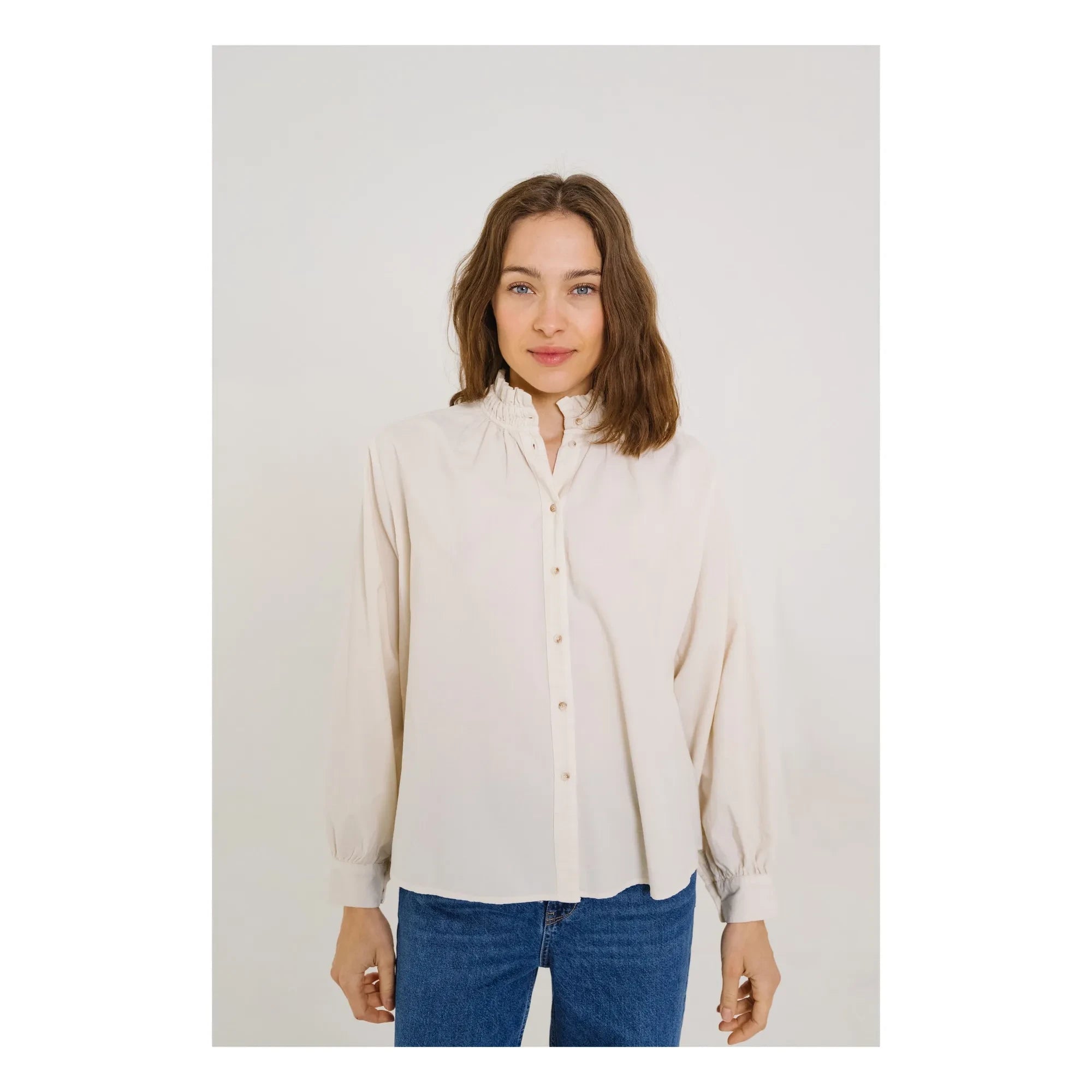 Sacrécoeur - Soline Velour Ribbed Blouse | Ecru