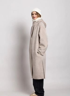 Smallable Woman - Equinoxe Wool Hooded Coat | Pearl grey