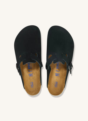 BIRKENSTOCK - Boston SFB Süet Deri Terlik | Siyah