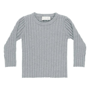 Rylee + Cru - Ribbed Mesh T-Shirt | Gray Blue