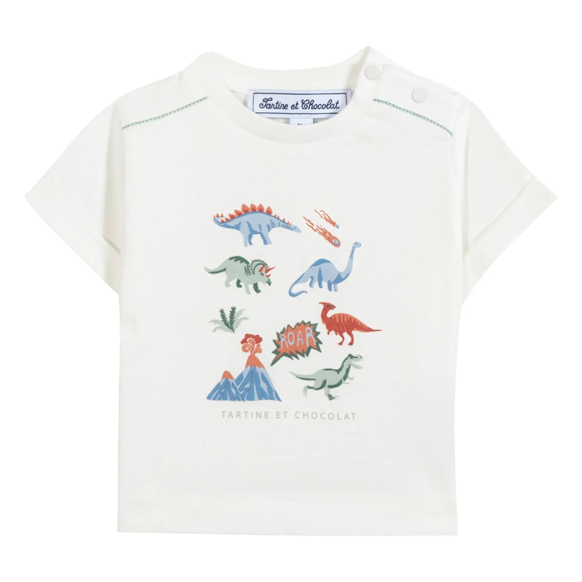 Tartine et Chocolat - Dinosaur Print T-Shirt | Ecru