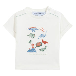 Tartine et Chocolat - Dinosaur Print T-Shirt | Ecru