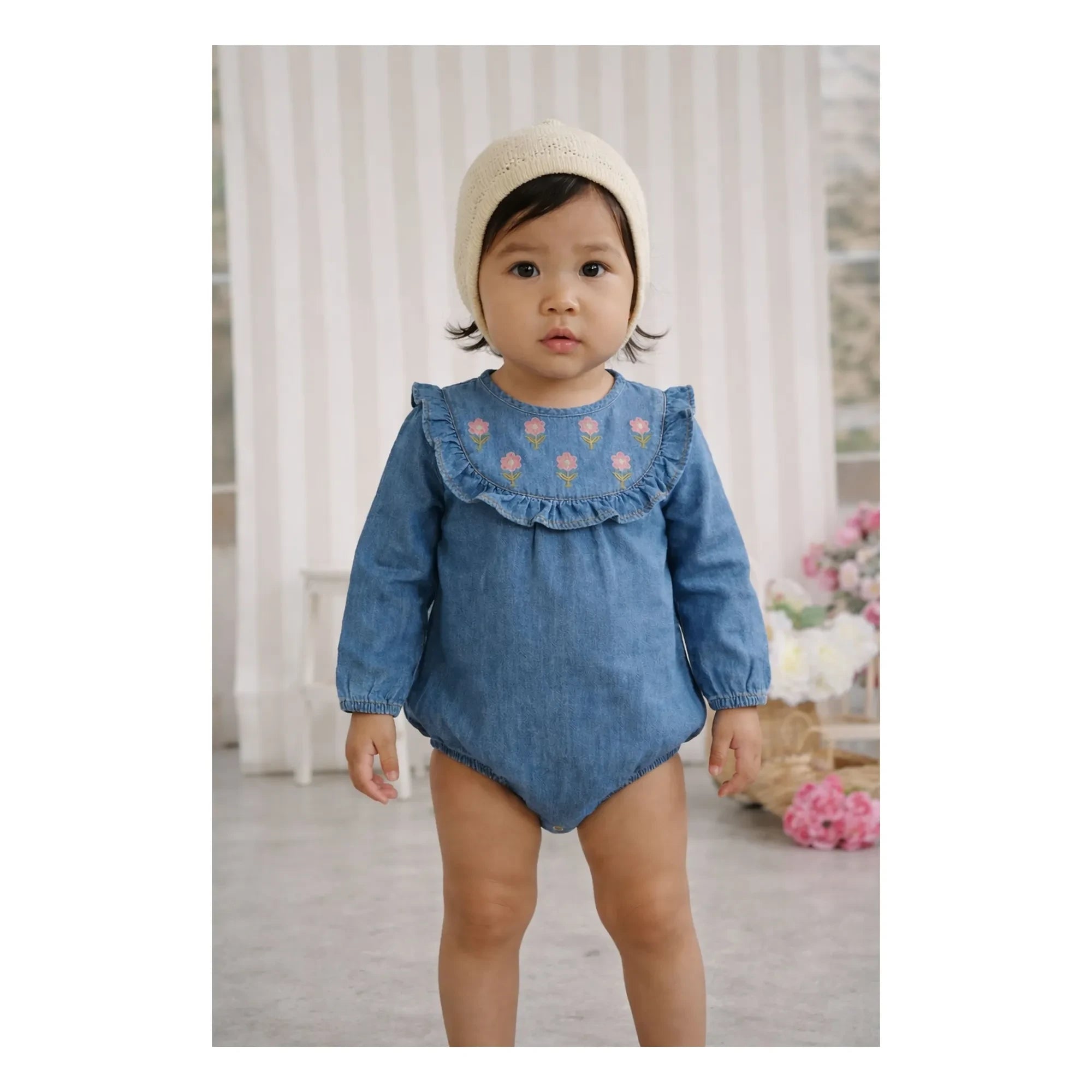 Lililotte - Berenice Tencel Organic Cotton Embroidered Jumpsuit | Denim blue