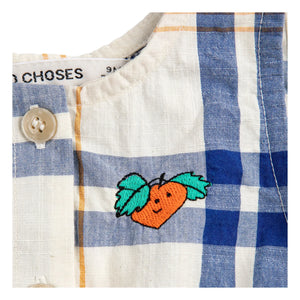 Bobo Choses - Tartan Organic Cotton Romper | Ecru