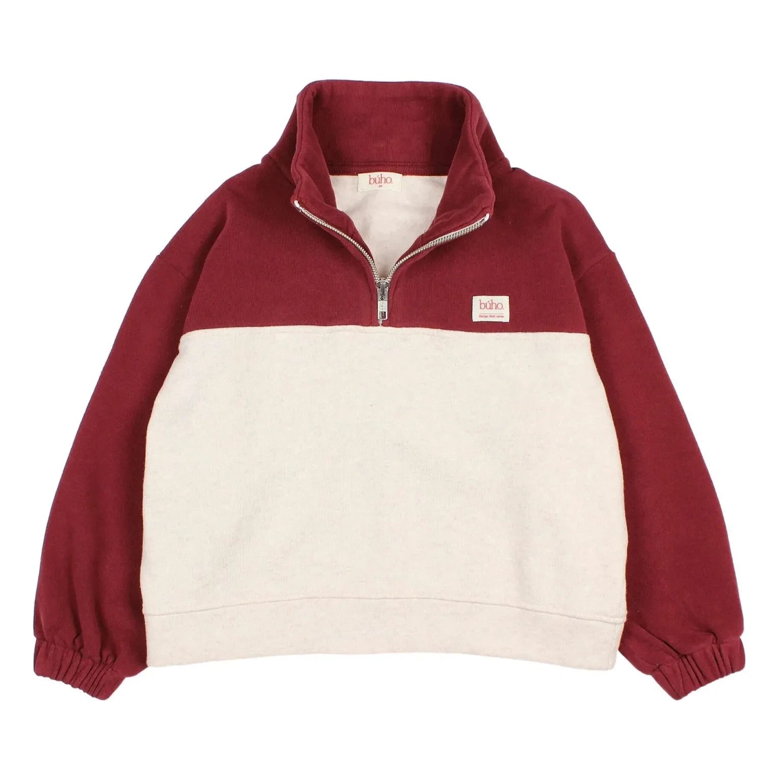 Búho - İki tonlu trucker yaka sweatshirt | Bordo