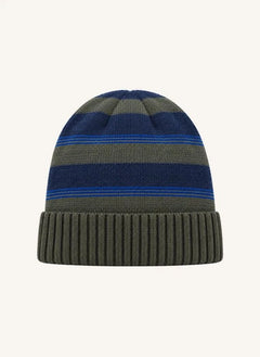 Smallable Kid - Miro Striped Wool Beanie | Khaki
