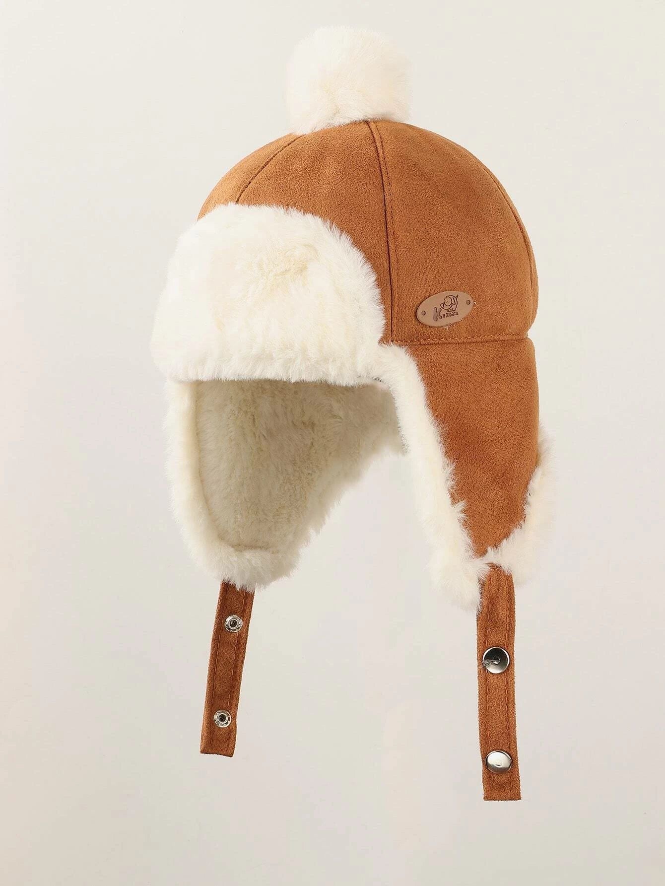 Dinossi - Polar Kürklü Ponponlu Pilot Çocuk Şapkası-Dinossi