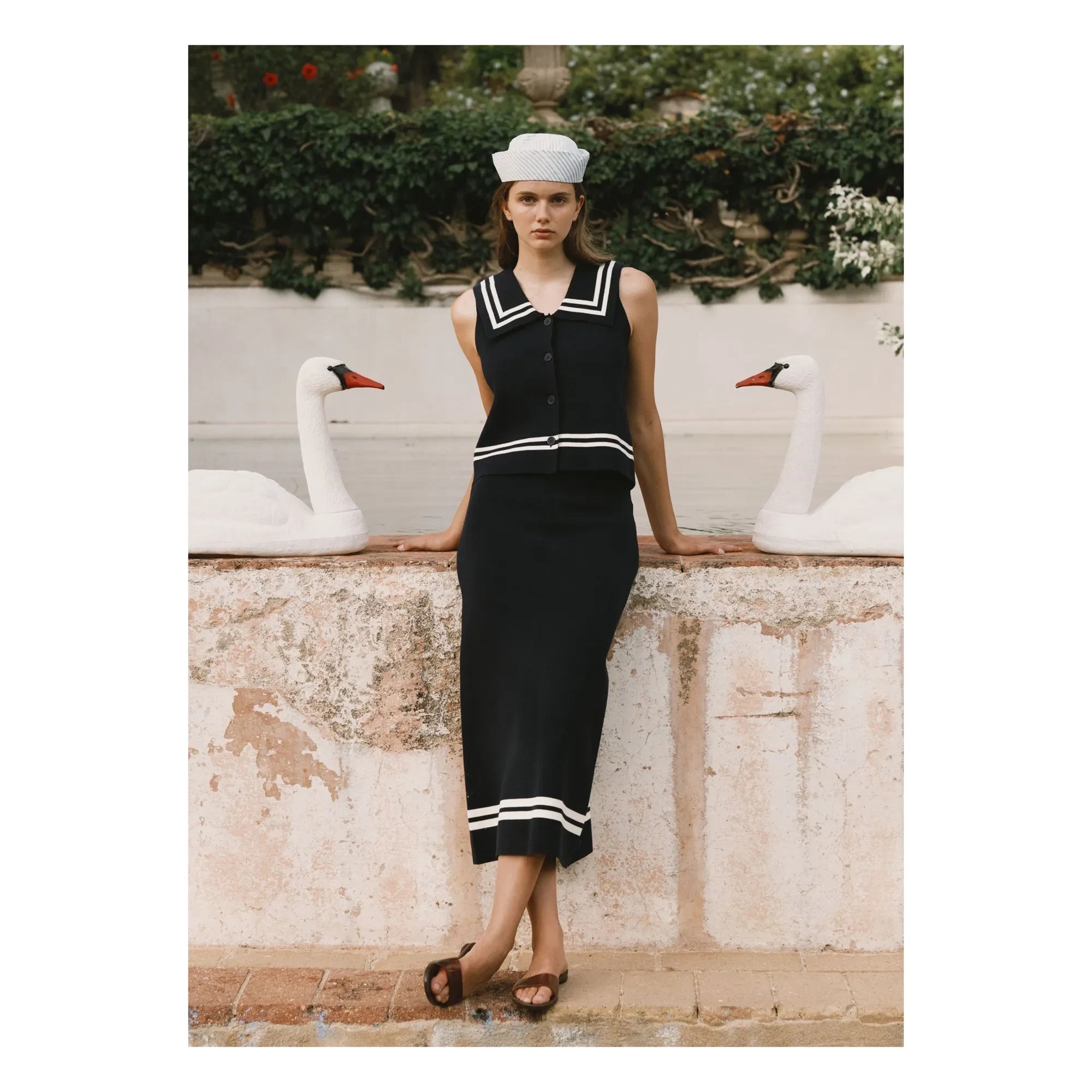 The Tiny Big Sister - Sailor Cotton Blouse | Navy Blue