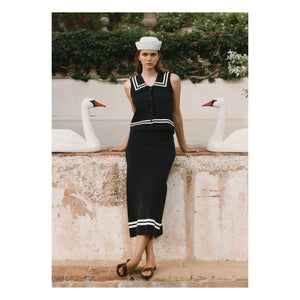 The Tiny Big Sister - Sailor Cotton Blouse | Navy Blue