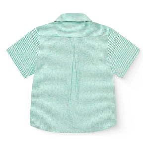 Copenhagen Colors - Striped Short Sleeve Shirt Seersucker Organic Cotton | Turquoise