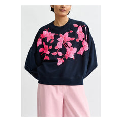 Essentiel Antwerp - Crew Neck Embroidered Sweatshirt | Navy Blue