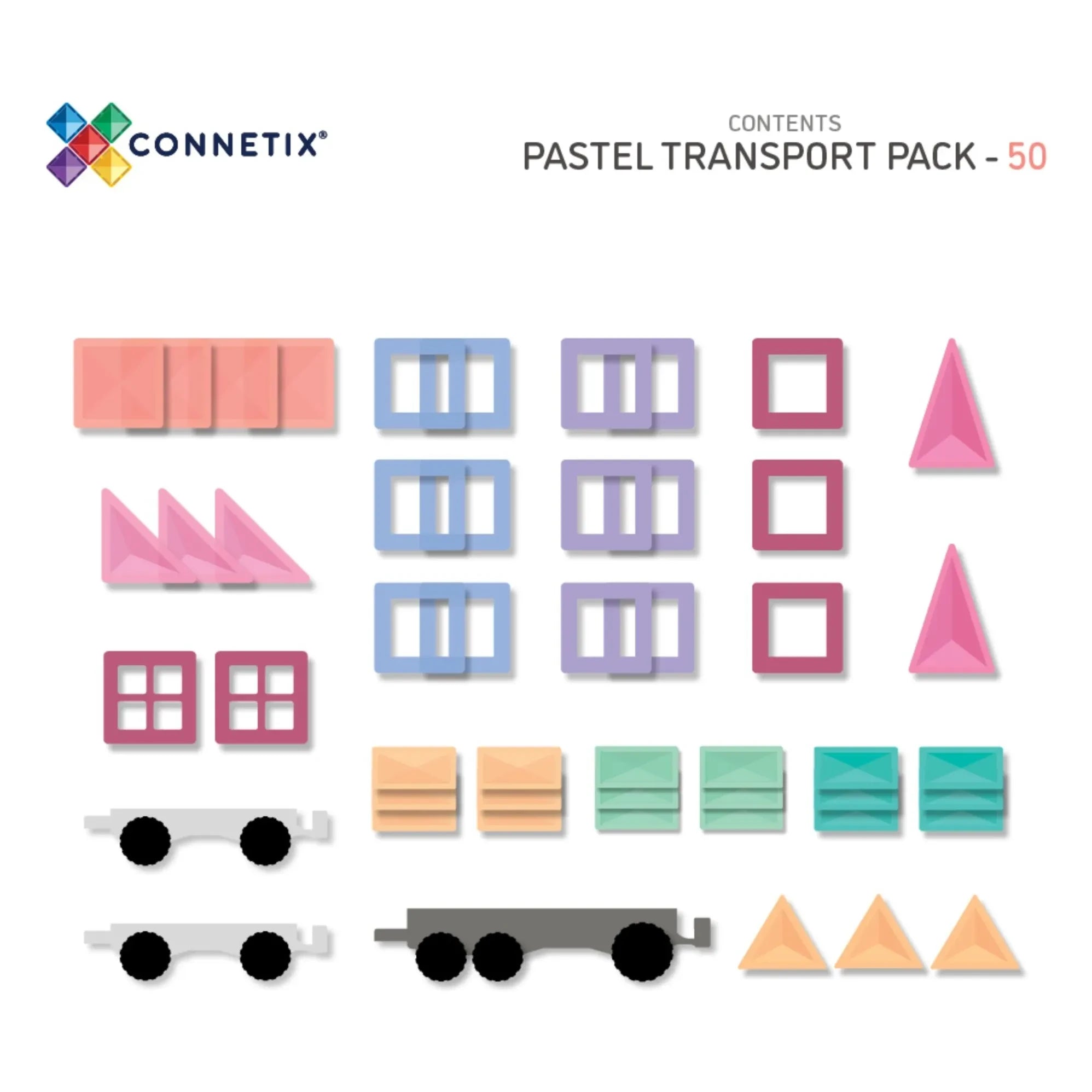 Connetix - Transport Pack - 50 Pieces | Pastel