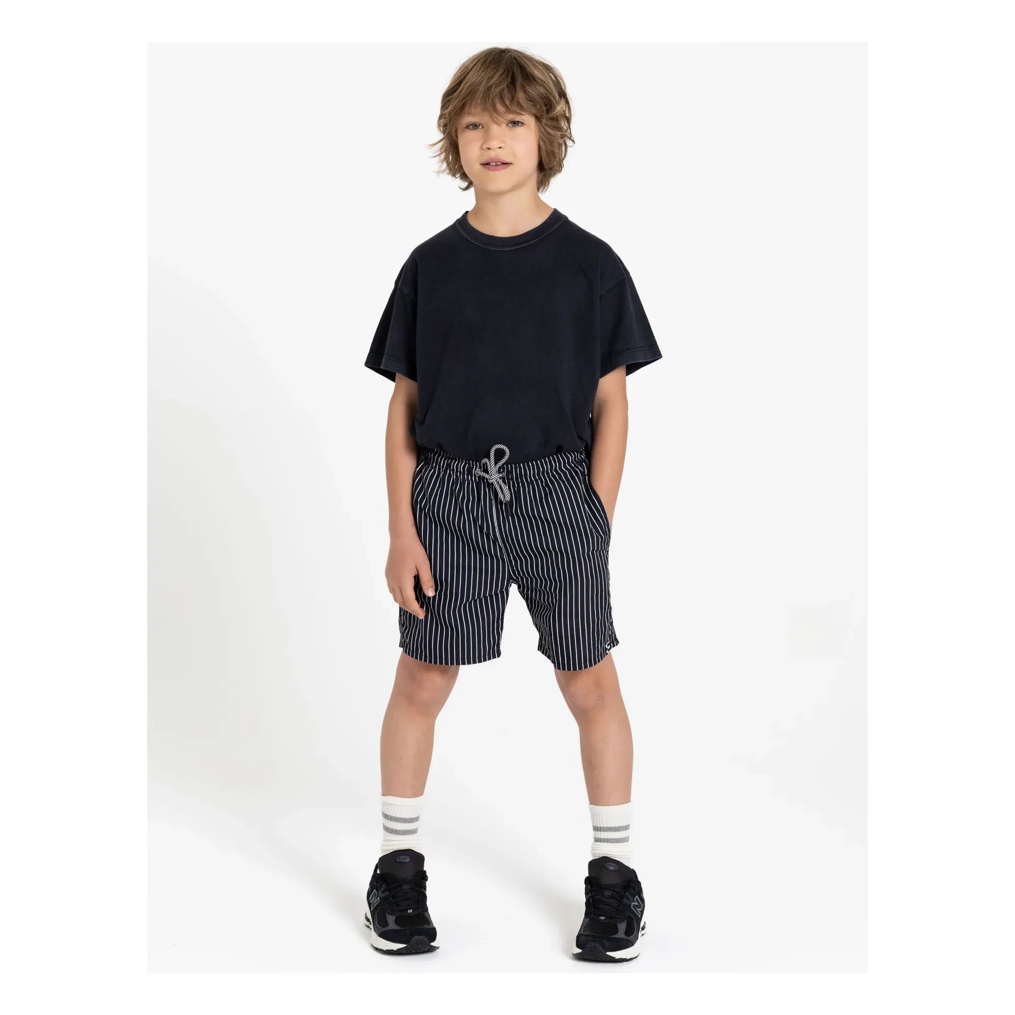 Finger in the Nose - Freeboy Striped Swim Shorts | Black