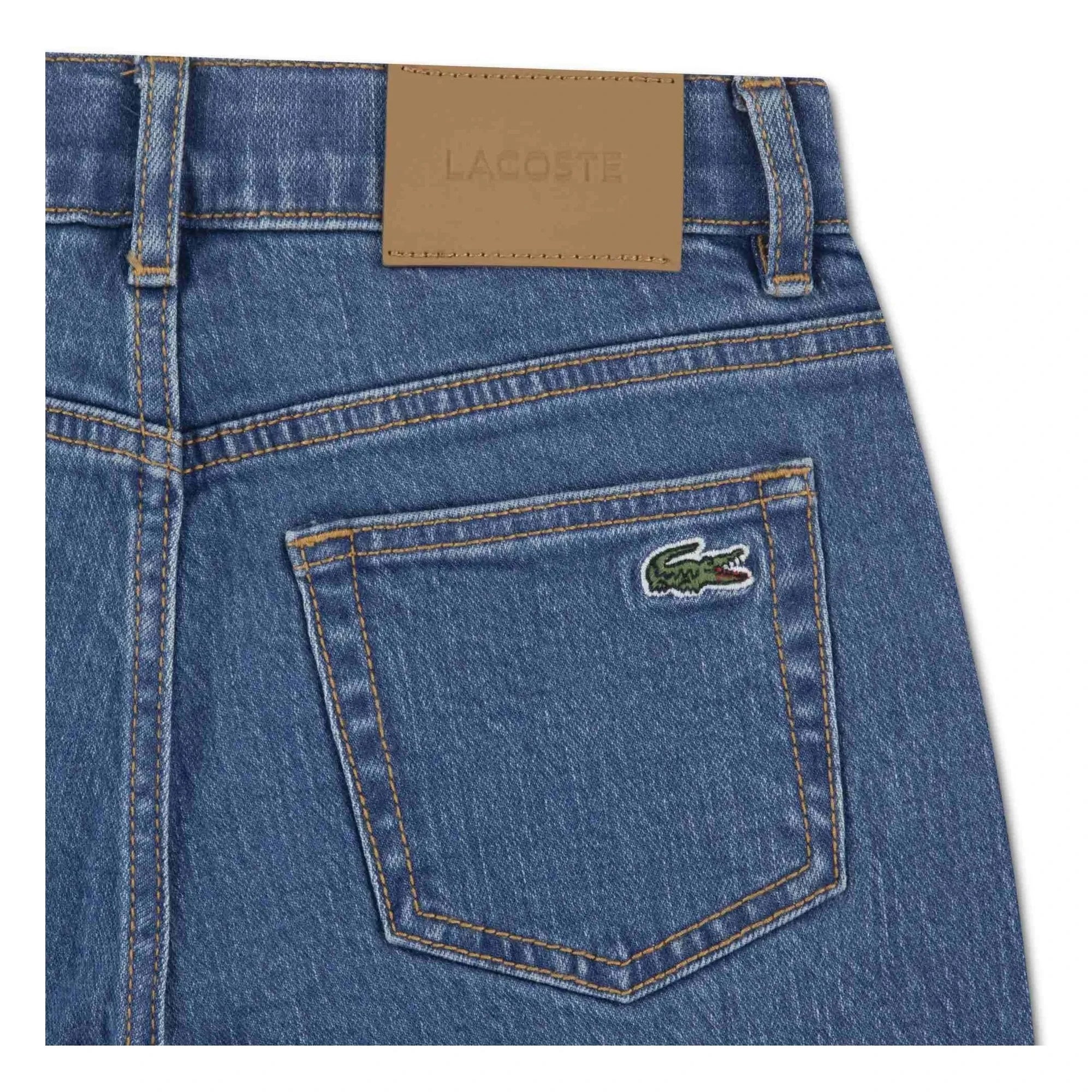Lacoste - Straight Leg Logo Embroidered Jeans | Light Blue