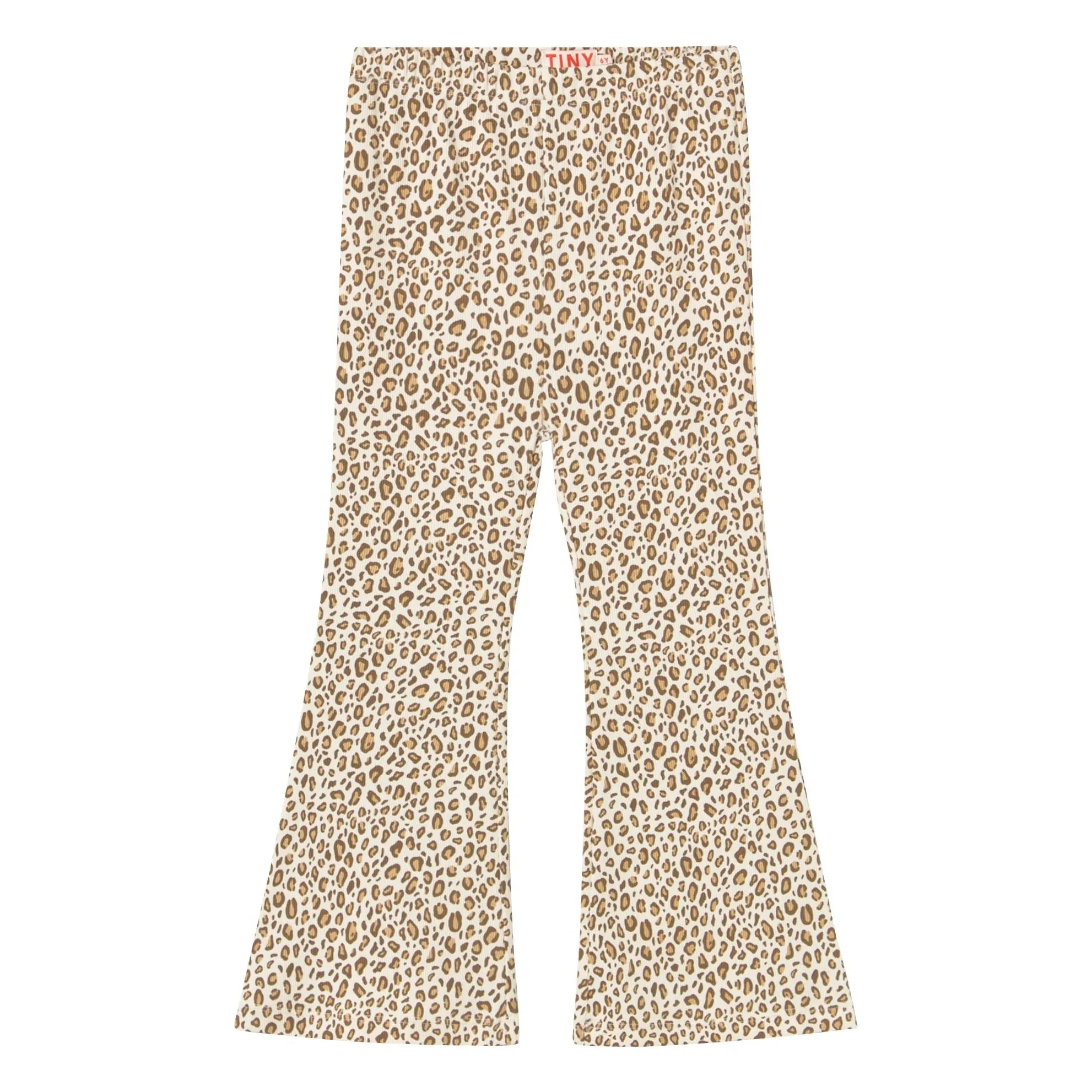 Tinycottons - Organik Pamuk Leopar Rib Flare Pantolon | Bej