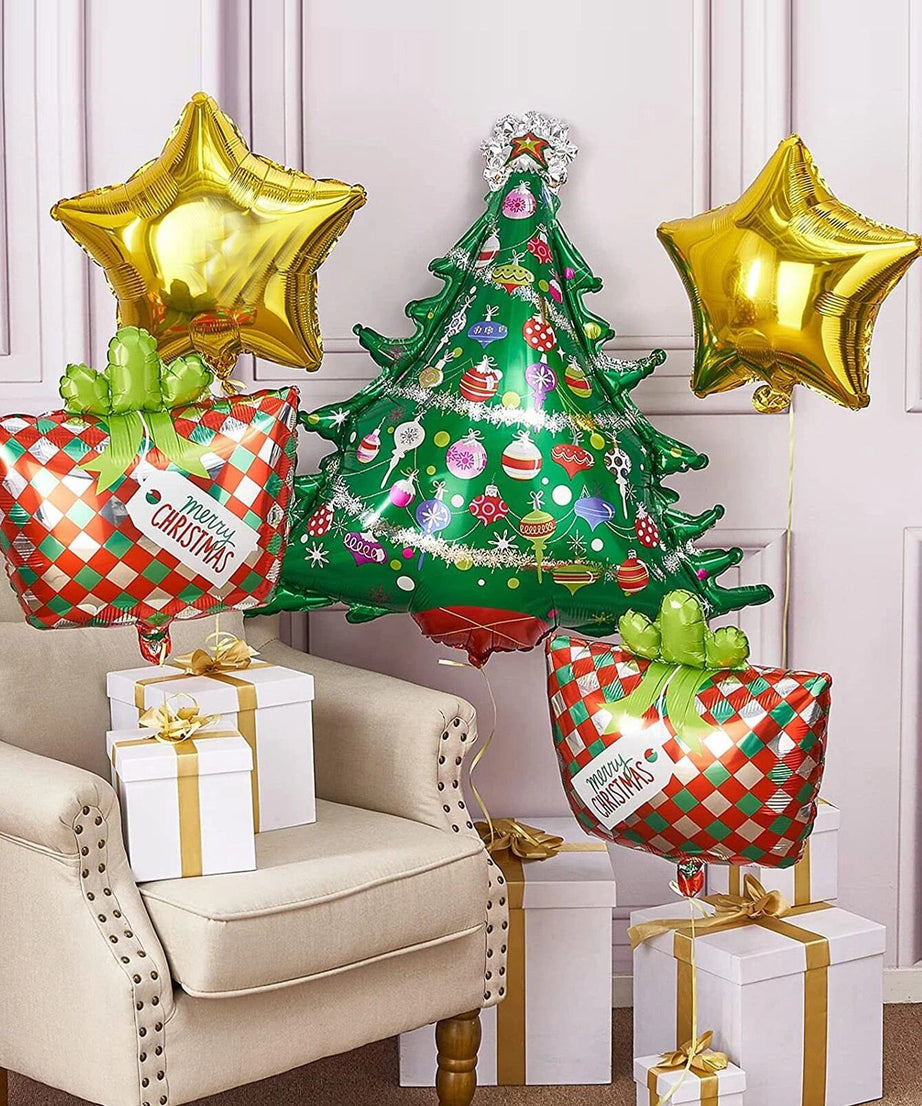 Yılbaşı - Noel Yeni Yıl Dekoratif Balonlar Seti 5 Adet-Dinossi