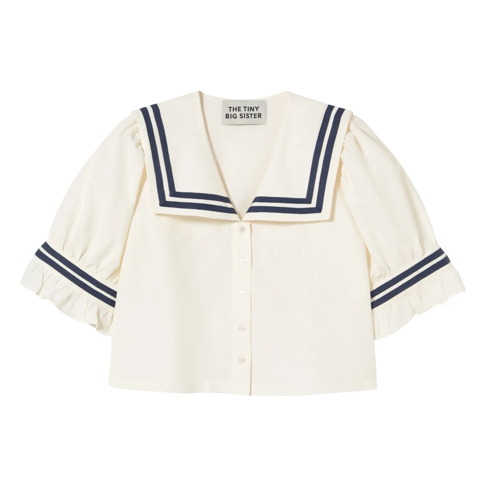The Tiny Big Sister - Linen and Cotton Ruffled Blouse | Off White