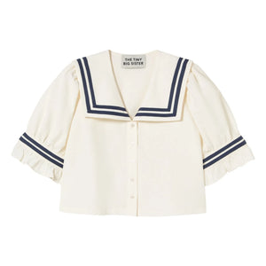 The Tiny Big Sister - Linen and Cotton Ruffled Blouse | Off White