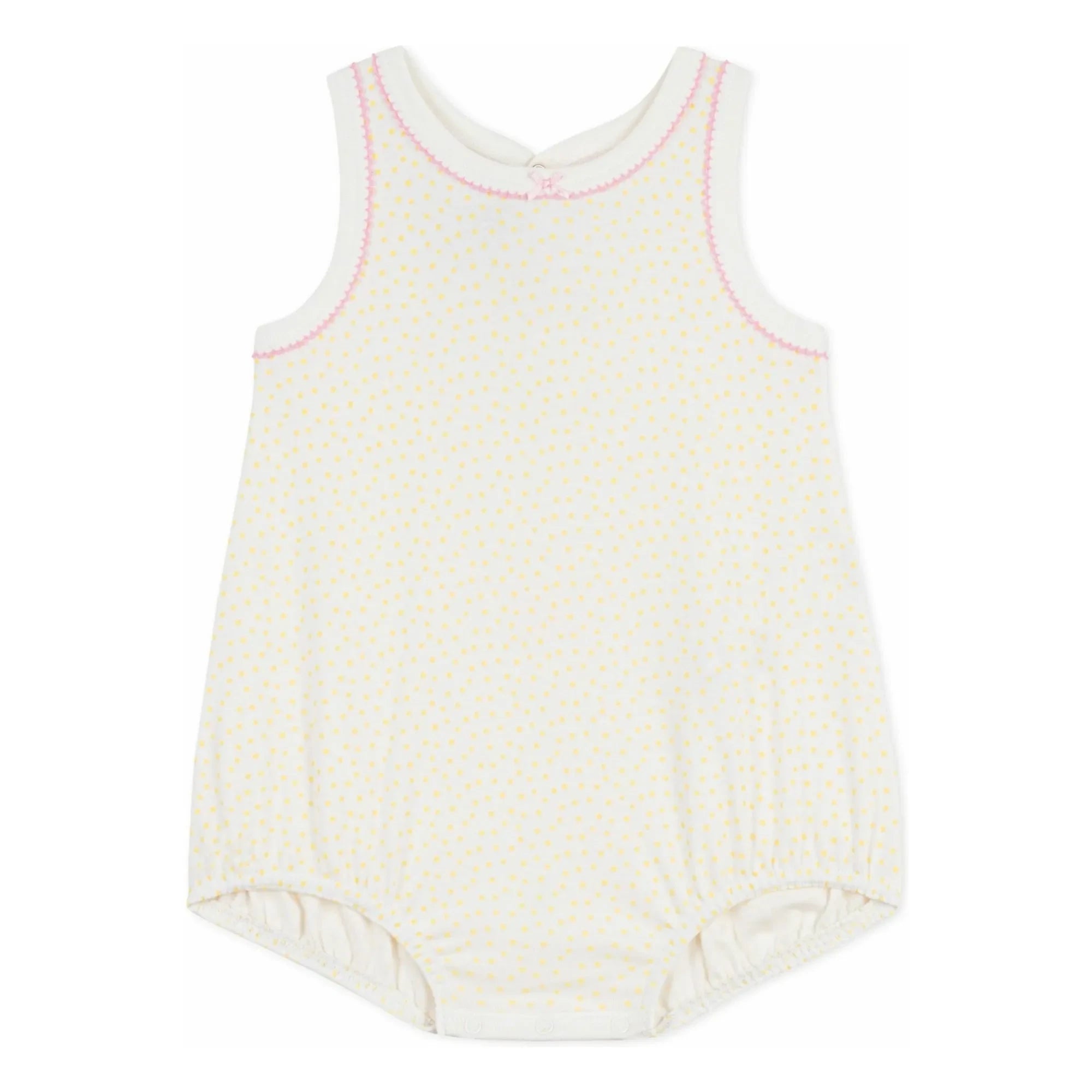Petit Bateau - Polka Dot Pajama Romper | White