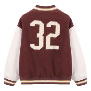 Rylee + Cru - Velvet Varsity Bomber Jacket | Burgundy