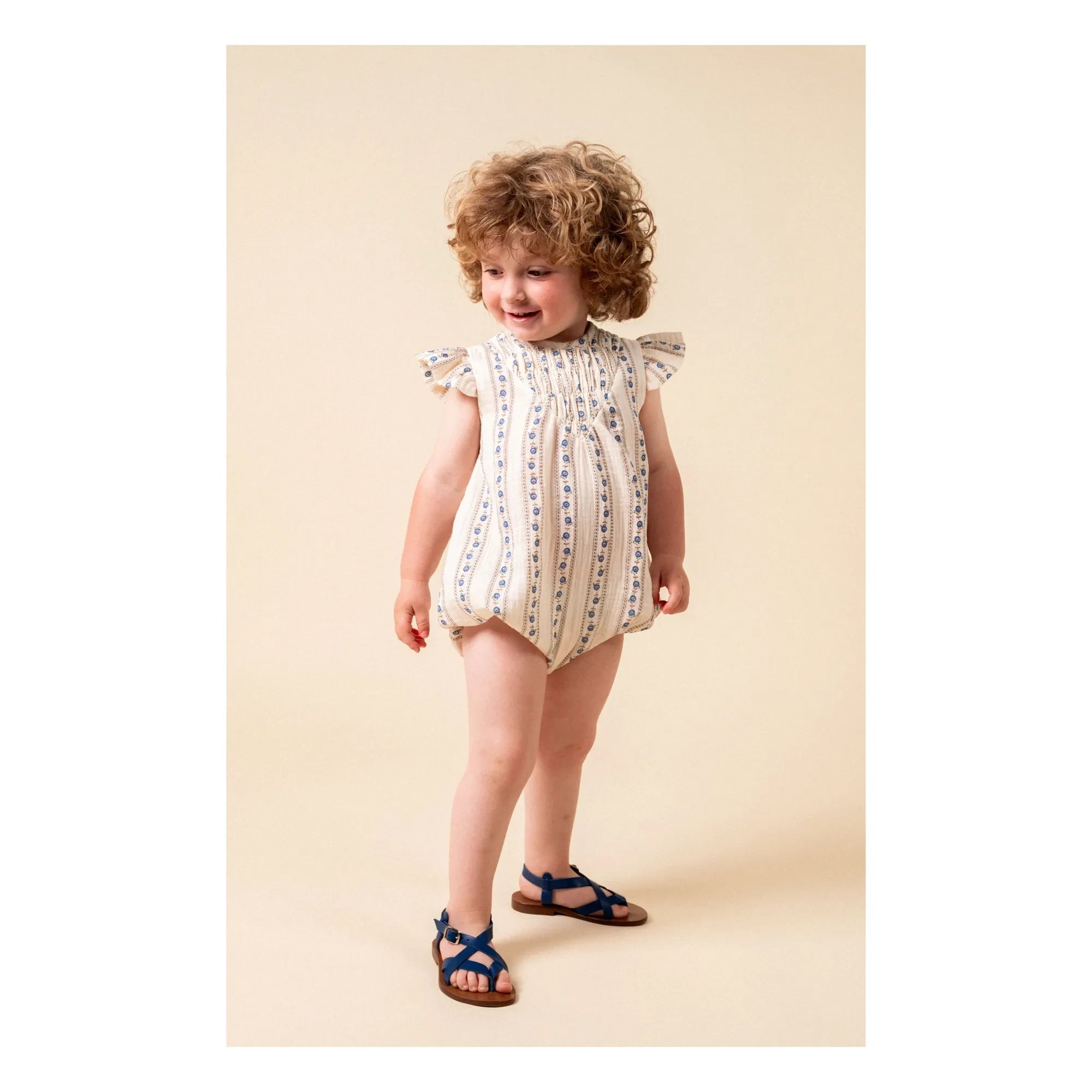 birinit - Ruffled jumpsuit Sariñena Flowers Organic Cotton | Ivory