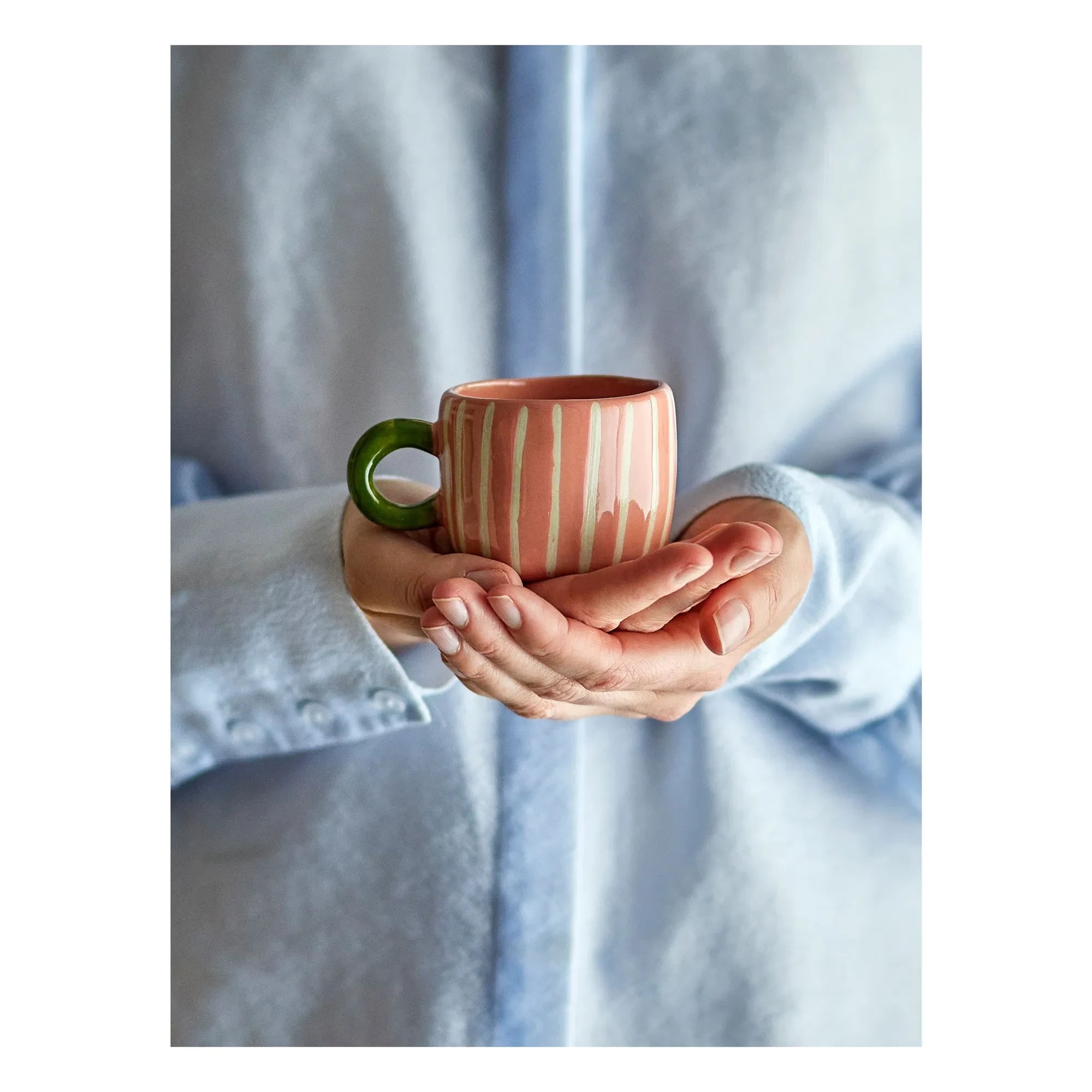 Bloomingville - Nini Striped Stone Ceramic Mug | Pink