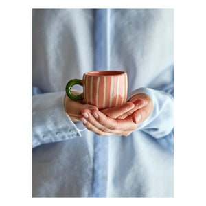 Bloomingville - Nini Striped Stone Ceramic Mug | Pink
