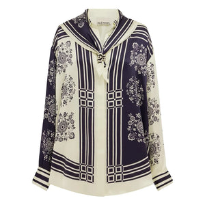 Alémais - Banderra İpek Eşarp Gömlek | Lacivert