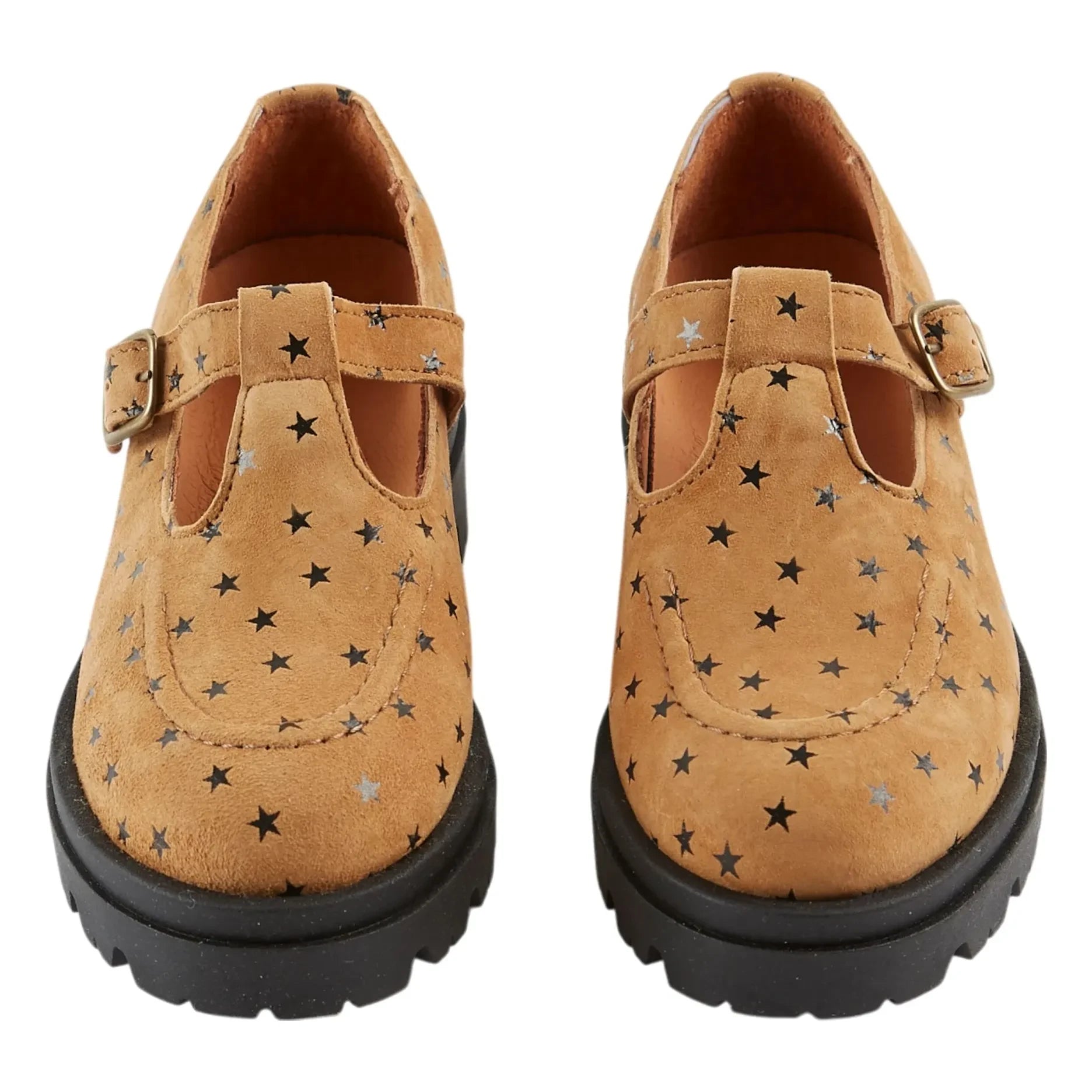 Emile et Ida - Leather Moccasins with Stars | Camel