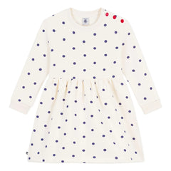 Petit Bateau - Organic Cotton Fleece Dotted Dress | Ivory
