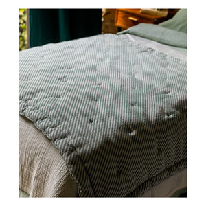 The Socialite Family - Capriccio Cotton Jacquard Striped Duvet Cover | Green