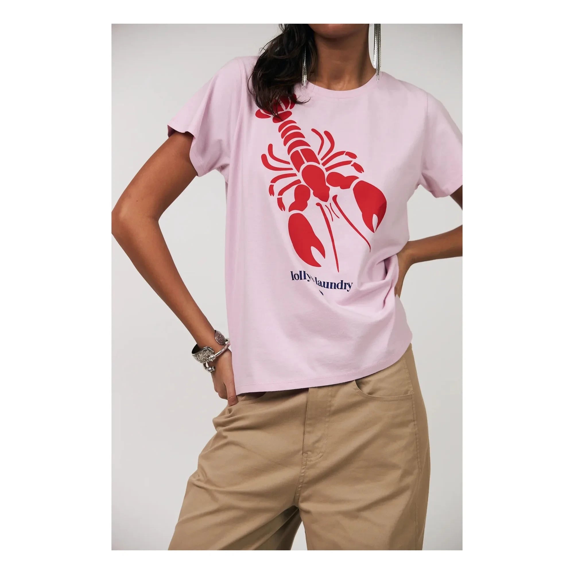 Lollys Laundry - Roma Lobster Pamuk Tişört | Pembe
