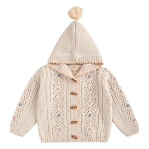 Louise Misha - Tonylane Wool Hoodie Cardigan | Cream