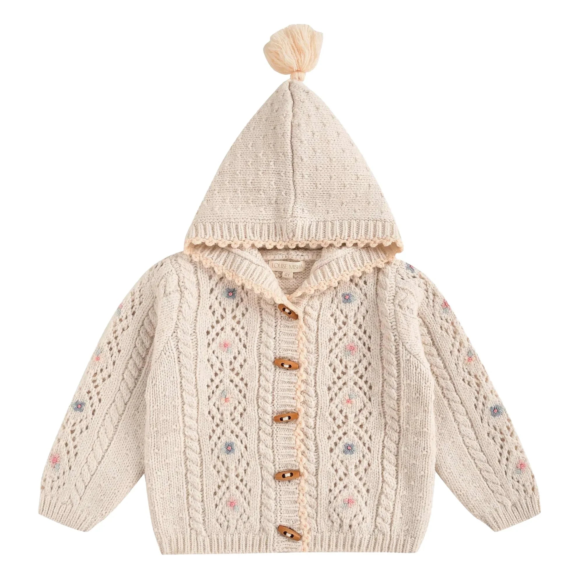 Louise Misha - Tonylane Wool Hoodie Cardigan | Cream