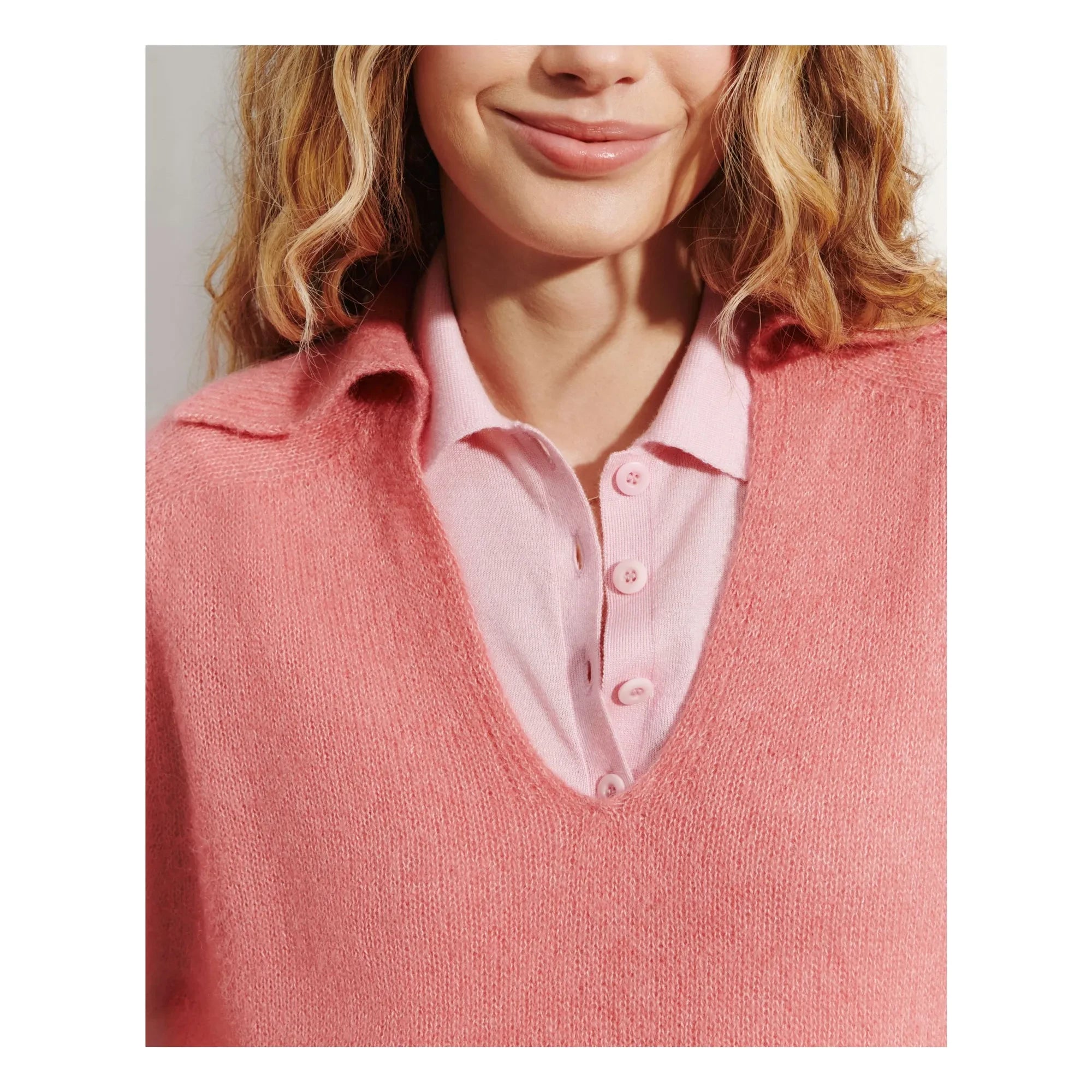 Bompard - Alpaca and Silk Cashmere Polo T-Shirt | Powder Pink