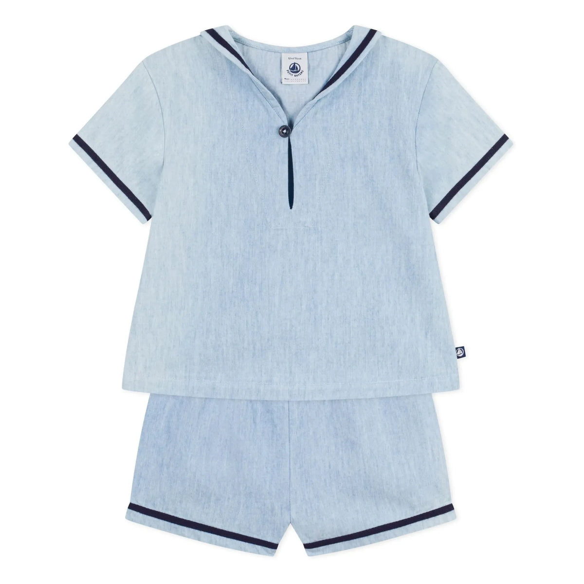 Petit Bateau - Chambray Top and Collar Set | Light Blue