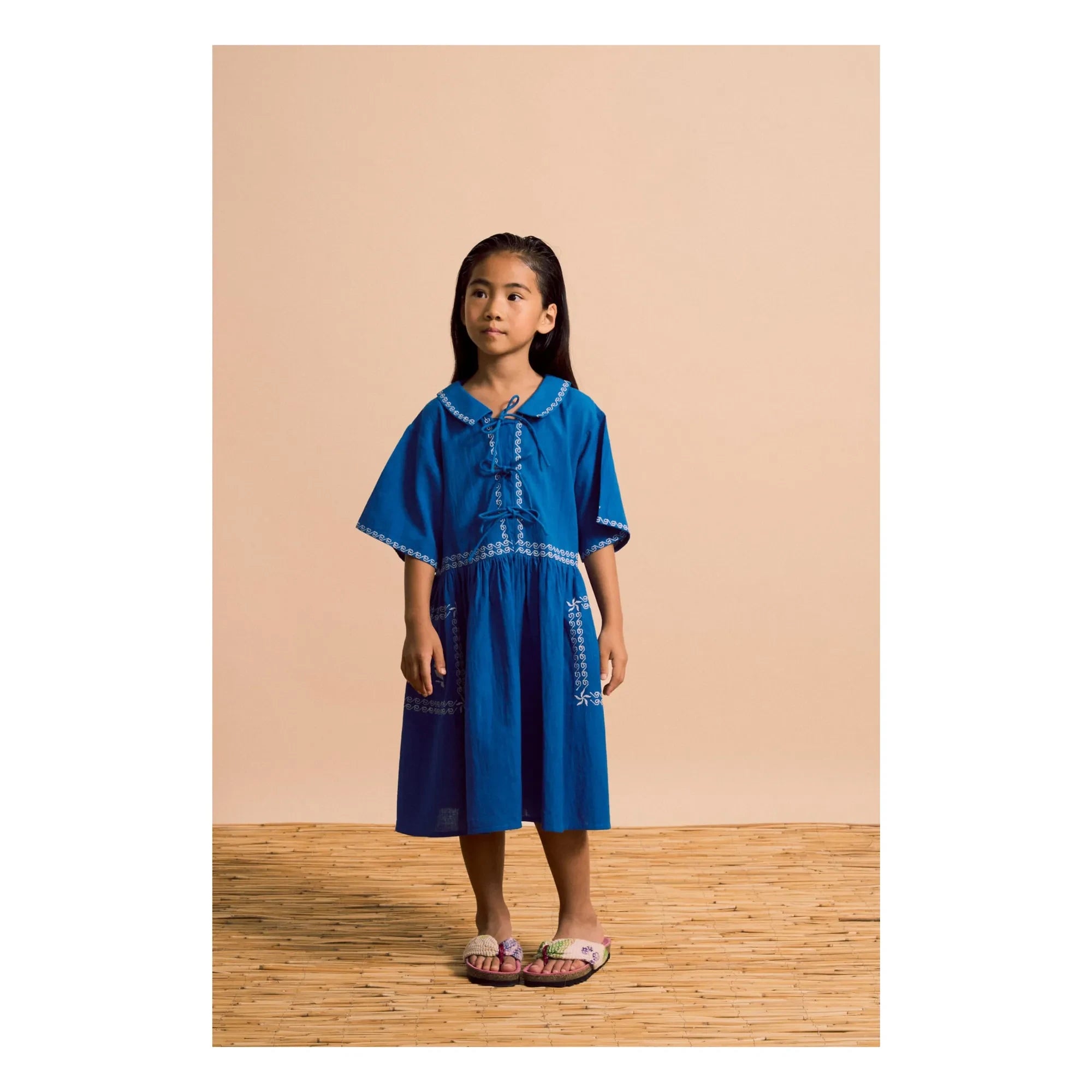 Maison Mangostan - Blue Embroidered Voiles Dress