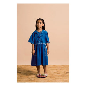Maison Mangostan - Blue Embroidered Voiles Dress